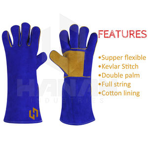 Gants de sécurité au travail personnalisés de couleur unie gants de soudage en cuir résistant à la chaleur en cuir soudeurs gants de protection des mains de sécurité - Product Image 4