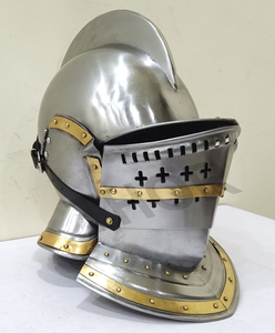 Casco Medieval Burgonet Casco Romano Soporte de Madera Libre Armadura Casco Traje Medieval Metálico Talla Única - Product Image 5