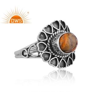 Meilleure vente de bague en argent sterling oxydé Mojave cuivre bourdon turquoise avec pierres précieuses fabricant de bijoux personnalisé - Product Image 1