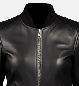 Chaqueta de moto personalizada para mujer Ajuste elegante PU/Opciones de cuero de piel de oveja genuina Algodón de punto MOQ bajo Producción a granel disponible - Product Image 3
