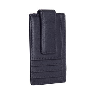 Portefeuille de cartes de visite en cuir magnétique personnalisé avec logo en relief, pour homme, poche avant, accessoire fin, faible MOQ, PU - Product Image 5