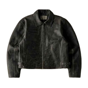 High Quality Custom Fashion Genuine Leather Cotton <b>Filling</b> Turn <b>Down</b> Collar Breathable Waterproof Warm Heated <b>Men</b> Leather <b>Jacket</b> - Product Image 5
