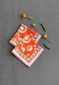 Ensemble de napperons de table imprimés à la main à prix de gros avec 6 serviettes de table en coton imprimé floral - Product Image 6