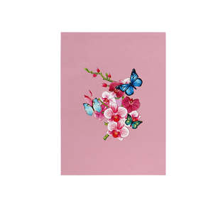 Artesanía 3D Pop-up Flores rosas con mariposa Tarjeta de felicitación 15x20 cm Tarjeta de regalo de papel personalizada para madre - Product Image 2