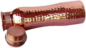 ขวดน้ำทองแดงบริสุทธิ์ที่ทันสมัยภาชนะทำด้วยมืออายุรเวทประโยชน์ต่อสุขภาพพกพาง่ายสำหรับกีฬาฟิตเนสโยคะสไตล์โรงเรียน - Product Image 4