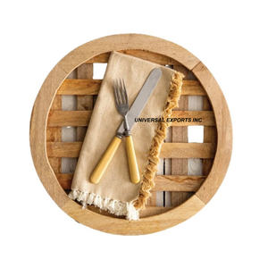 Placa de cargador de madera elegante Diseñador hecho a mano de calidad superior Debajo de la placa Placa de cargador de madera elegante de forma redonda - Product Image 6