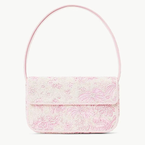 Sac à bandoulière rose clair en perles, motif floral, fait main, sac à main personnalisé, pochette de soirée d'été - Product Image 1