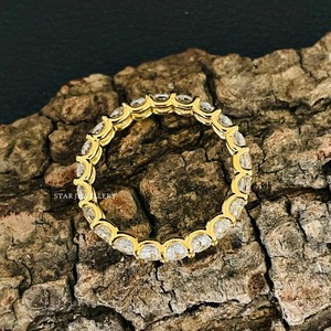 14K Solid Gold Colorless Brilliant Round Cut Diamond Christian Luxury Eternity Wedding Band - Product Image 4