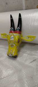 Multi Coloured Hand Painted and Hand Made <b>Wooden</b> Cows Head Ideal for Resale for Home Decoration Stores - Product Image 2