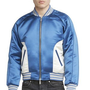 Meilleure vente Veste en satin brodée de couleur unie pour collège pour hommes à la mode Service OEM Veste universitaire décontractée pour hommes - Product Image 4