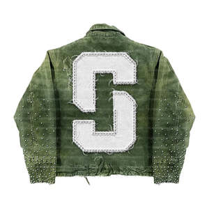 Veste de baseball OEM de haute qualité pour hommes, tendance, en toile, personnalisée avec broderie, style universitaire, pour l'extérieur, grande taille, en coton pour l'automne - Product Image 3