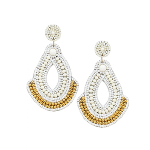Bijoux de mode Boucles d'oreilles brodées de perles de rocaille d'Inde Boucles d'oreilles faites à la main pour femmes et filles Look classique Multicolore - Product Image 6