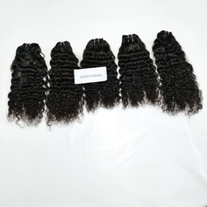 Paquet de vente en gros de cheveux humains noirs fabriqués par des Indiens bruts traitement chimique ondulé aucun Extensions de vague naturelle à cuticule alignée - Product Image 1