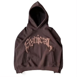 Survêtement évasé à impression bouffante avec logo personnalisé en 3D pour homme, survêtement à capuche avec ourlet découpé, pantalon de survêtement, ensemble d'hiver - Product Image 4