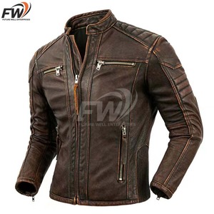 Chaquetas de Cuero Genuino Recubierto al por Mayor para Hombre y Mujer, Unisex, Estilo Vintage, Cuello Alto, Transpirables, Personalizables - Product Image 4