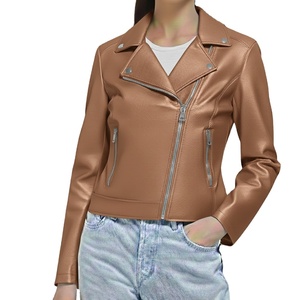 Veste d'hiver pour femmes de luxe, design personnalisé, nouveau style, cuir véritable, teinture unie, col montant, fermeture éclair, taille - Product Image 6