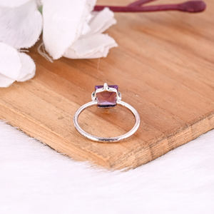 Anillo fino de amatista Natural de Plata de Ley 925, piedra preciosa hecha a mano para mujer, joyería al por mayor, regalo de aniversario - Product Image 3