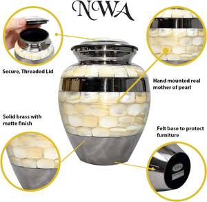 Urnas para mascotas y humanos Madre de perla Urna de cremación funeraria Tamaño mediano Capacidad para 40 libras - Product Image 3