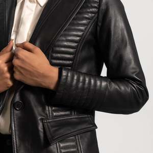 Selina <b>Women's</b> Black Leather Blazer - Product Image 3