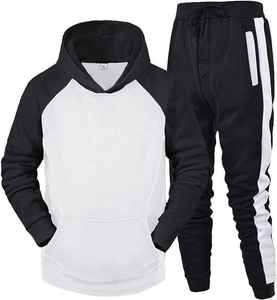 NOORX SPORTS New Arrival Best Quality Black <b>White</b> Color 100% Cotton Hoodie Trouser <b>Tracksuit</b> Set for Men Pakistan Wholesale - Product Image 1