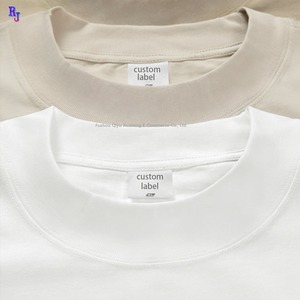 T-shirt Boxy personnalisé de la plus haute qualité 280gsm 100% coton à col montant impression de T-Shirt surdimensionné lourd T-shirt blanc pour hommes - Product Image 2