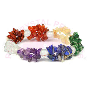 Pulsera de Cristal de Cuarzo Transparente con 7 Chakras - Product Image 1