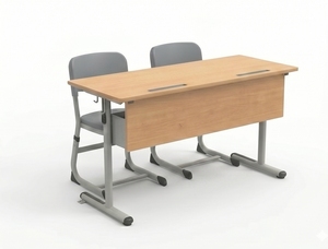 Ensemble de chaise et bureau double ARSU moderne et écologique de haute qualité avec structure métallique sans tiroirs pour usage scolaire - Product Image 4