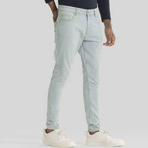 Pantalones vaqueros de mezclilla para hombre con lavado ligero de Color único de tamaño Regular, pantalones vaqueros de ajuste Regular rectos de punto de calle, gran oferta de algodón hecho - Product Image 2