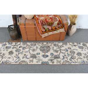 Alfombra Turca Vintage de 1.9x10.1 pies (58x309 cm), Alfombra Azul de Lana Marroquí - Product Image 3