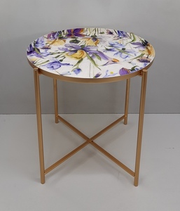 Impresionante calcomanía de mesa lateral de forma redonda de Metal de hierro con acabado esmaltado para sala de estar muebles decorativos mesa de centro hecha a mano - Product Image 5