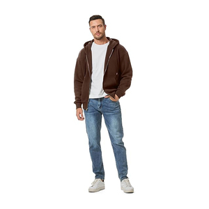 Sweat à capuche zippé surdimensionné en coton biologique 100% pour hommes pour l'hiver avec une qualité élevée et supérieure 450 GSM - Product Image 6