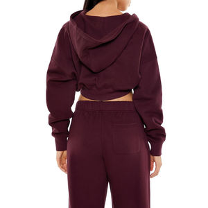 Sweats à capuche en molleton surdimensionné pour femmes, veste courte décontractée à fermeture éclair avec ourlet brut, saison d'hiver de grande taille, col à capuche pour filles - Product Image 2