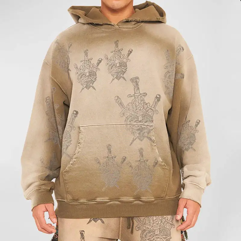 Camisolas masculinas e hoodie estilo de vida unisex cortadas impressão gráfica pedra lavada sol desbotado zip up hoodie