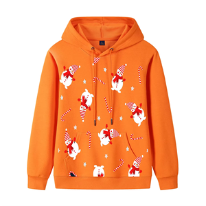 เสื้อฮู้ดสวมหัวสำหรับผู้ชายเทศกาลคริสต์มาส100% สบายผ้าโพลีเอสเตอร์พร้อมโลโก้แบบกำหนดเอง - Product Image 4