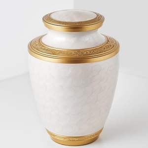 โกศเคลือบสีขาวทองสำหรับผู้ใหญ่เถ้ามนุษย์ทำด้วยมือขนาดใหญ่โกศอลูมิเนียมสามารถ200ปอนด์ - Product Image 5