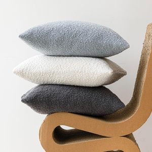 Solid Polyester Knitted Boucle Accent Pillow for Home Decor Sofa Couch <b>Chair</b> Bedroom Living Room Hotel Hospital Use Celebrities' - Product Image 1