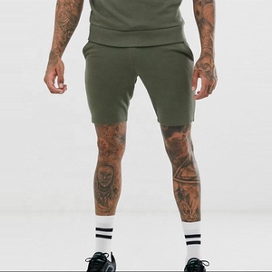 Venta al por mayor de alta calidad personalizado XL tamaño gimnasio conjunto 300g peso pesado algodón liso dos piezas Unisex impreso verano camiseta pantalones cortos Casual - Product Image 2