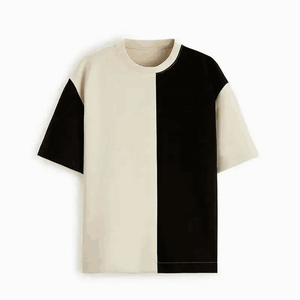 Camiseta de gran tamaño Unisex de algodón 100% de peso pesado, camiseta con dobladillo crudo asimétrico con costuras empalmadas para hombre con estampado gráfico personalizado - Product Image 3