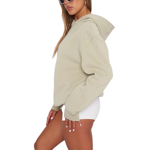 Sudadera con Capucha Informal para Mujer, Tejida a Mano, 100% Algodón, con Estampado por Descarga, Insignia Frontal, Holgada, Ecológica - Product Image 3