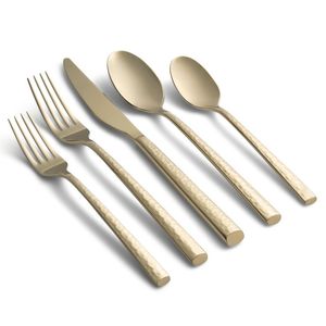 Ensemble de couverts en or et argent, ensemble de couverts en acier inoxydable comprenant des cuillères, des fourchettes, des couteaux, des ustensiles de table pour mariage, restaurant - Product Image 5