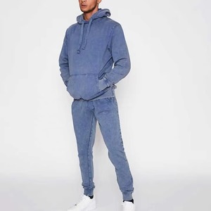 Ensembles de survêtements personnalisés 500 Gsm poids lourd Vintage empilé Flare pantalons de survêtement et ensemble de sweat à capuche hommes survêtements de lavage à l'acide - Product Image 3