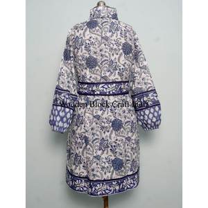 Robe en coton imprimée à la main pour femmes, robe d'été à col rond, robe courte, style bohème, robe de fête florale, robe en coton indien - Product Image 5