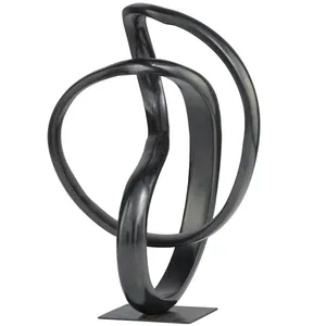Sculpture décorative abstraite en métal aluminium Décoration intérieure Sculpture polie moderne Statue en aluminium abstrait gris foncé aluminium - Product Image 4