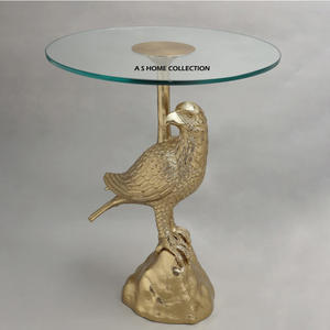 Table d'appoint de style Dubaï avec un design floral élégant, support et plateau en verre pour la décoration de la maison et des restaurants - Product Image 6