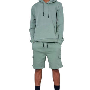 Conjunto de Sudadera con Capucha y Pantalones Cortos de Color Sólido para Hombre, Verano 2025, Ropa Urbana Personalizada, Transpirable, Servicio OEM - Product Image 1