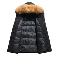 Manteau long en cuir véritable pour hommes, veste d'hiver imperméable pour temps froid, vêtements d'extérieur bouffants de luxe coupe-vent