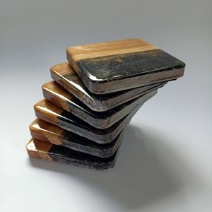 Exquisite Resin Handcrafted Elegant square Solid Wood Tea coaster Resin Insulation Pad Custom Coasters Home and Kitchen - Product Image 1