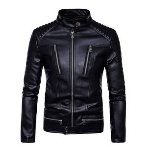 Chaqueta de cuello levantado de piel de vaca pesada para hombre, estilo de invierno con cremallera frontal, Equipo Impermeable para motocicleta a precio mayorista - Product Image 1