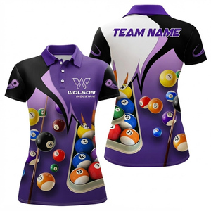 Impression numérique personnalisée pour maillot de billard unisexe d'été, noms et numéros d'équipe, polyester à séchage rapide, manches courtes, personnalisé - Product Image 1