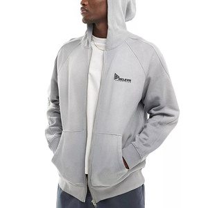 Nouveau style de manches, couleur personnalisée, logo personnalisé, sweat à capuche zippé en molleton épais, haute qualité, unisexe, 100% coton respirant - Product Image 2